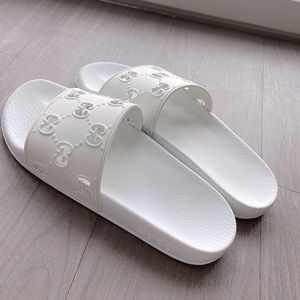 White Gucci Rubber Slides
